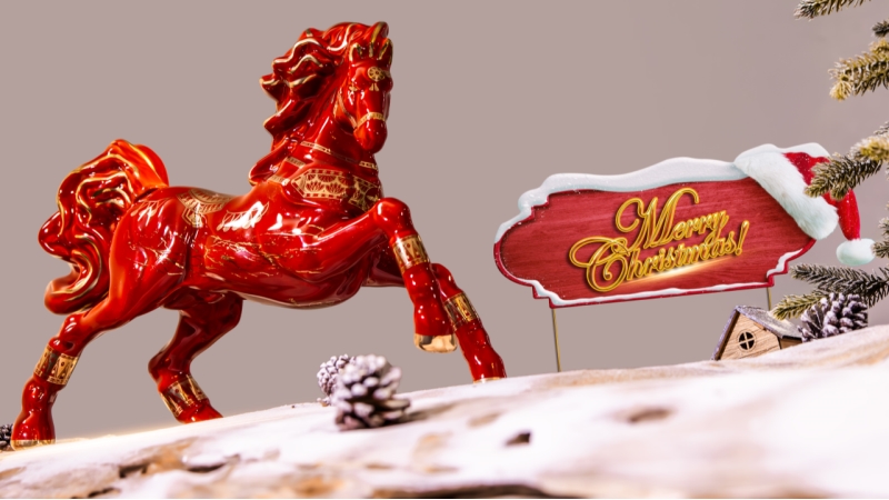 Blood-Sweating Horse - a warhorse imbued with the radiant energy of Fire, standing proudly.